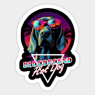 Retro Wave Bloodhound Hot Dog Shirt Sticker